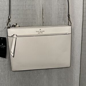kate spade Ivory Parchment Cameron Street Saffiano Leather Crossbody Bag Purse
